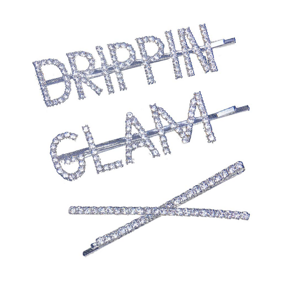 Glam, Goals & Drippin rhinestone hair accessories